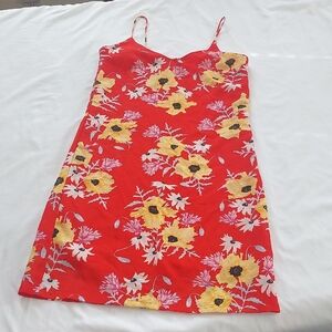 H & M Floral Red Slip Dress .Size 2